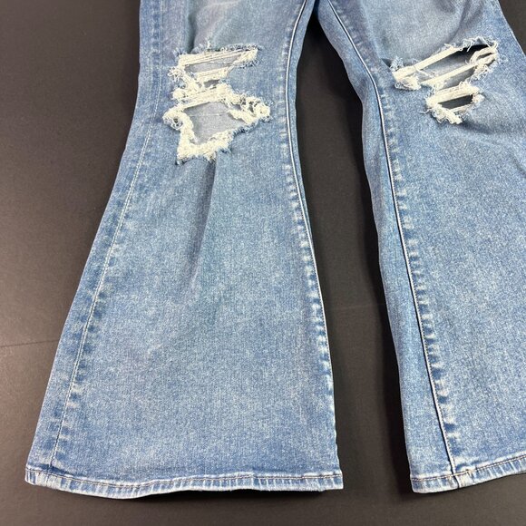 American Eagle Jeans Women's 32x27* Super High Rise Flare Blue Denim Tag 14 S - Picture 4 of 16
